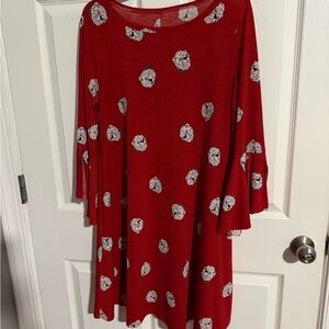 Red Dress with White Bulldog Pattern